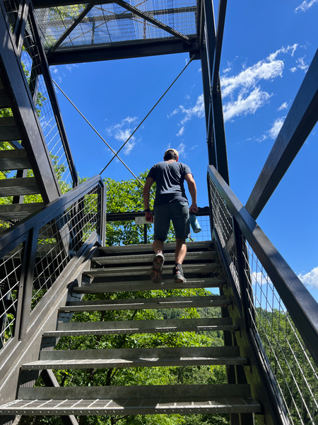 Catawba Falls man on stairs