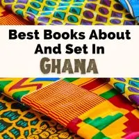 Best Books about Ghana and Ghana Books with photo of four colorful Ghanian fabrics lying neatly on top of each other