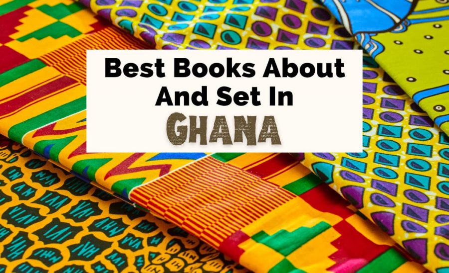 Best Books about Ghana and Ghana Books with photo of four colorful Ghanian fabrics lying neatly on top of each other