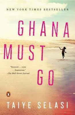 Ghana Must Go by Taiye Selasi book cover with person playing where water meets sand on a shore
