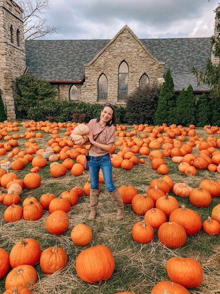 Me picking pumpkins at Grace Episcopal Church