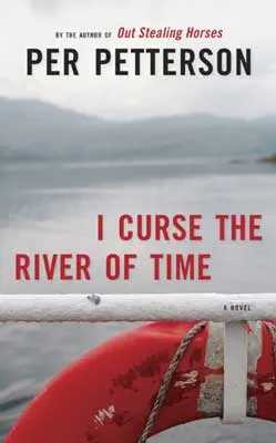 Books set in Norway, I Curse the River of Time by Per Petterson book cover with red boat tied up