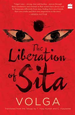 The Liberation of Sita by Volga book cover with red background and eyes