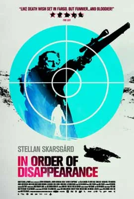 In Order of Disappearance with turquoise target on person holding a weapon