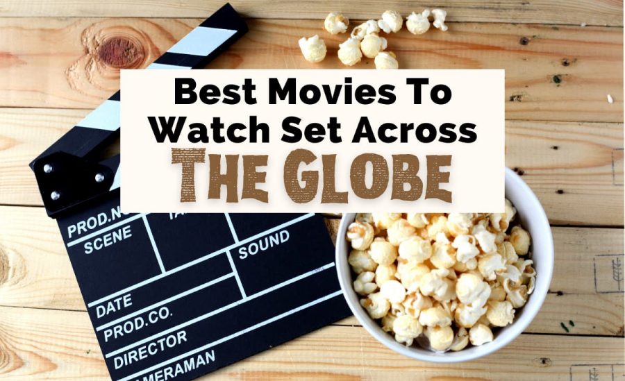 Movies Set Around the World with picture of popcorn and clapper board