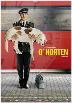 O’Horten (2007) movie poster with man in uniform holding dog