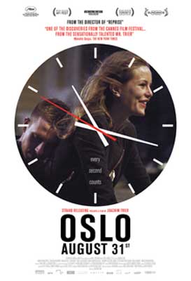 Oslo August 31st Film Poster with man and woman in unnumbered clock