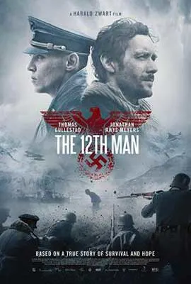 The 12th Man Film Poster with war battle and two men back to back