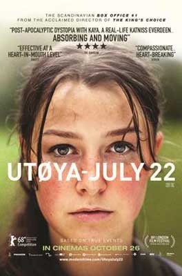 Utøya - July 22 movie poster with white women's face with light brown hair