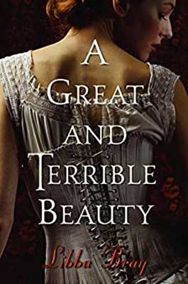 A Great and Terrible Beauty by Libba Bray book cover with woman's back in white dress laced up