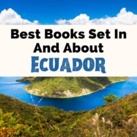 Best Books About Ecuador and Books Set In Ecuador with photo of Cuicocha volcano crater with blue lagoon inside