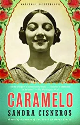 Caramelo by Sandra Cisneros book cover with sepia-toned portrait of a young woman with hair in braided knots