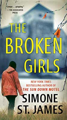 The Broken Girls by Simone St James book cover with person's back in orange coat