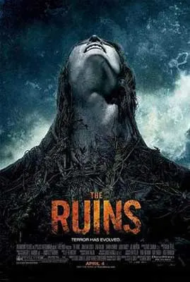 The Ruins Movie Poster with woman looking up in distress