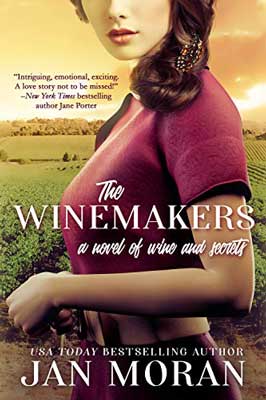 The Winemakers by Jan Moran book cover with woman in pink top and vineyards in the background
