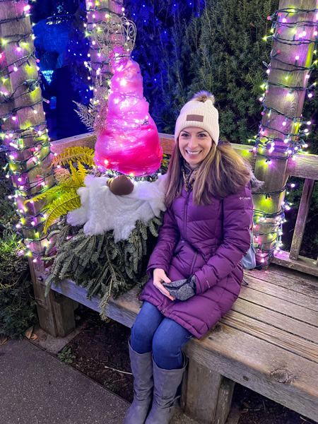 Christine with lighted gnome