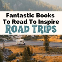 Best Road Trip Books And Books About Road Trips with photo of RV from above on road in mountains