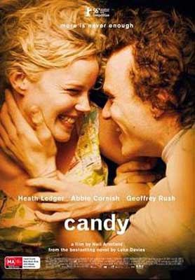Candy Movie Poster with white man and woman embracing lovingly