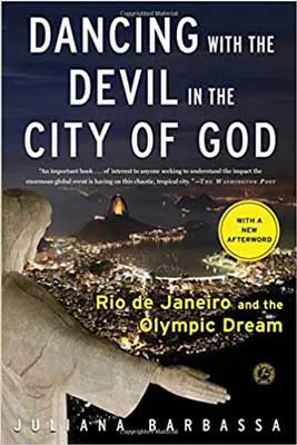 Dancing with the Devil in the City of God by Juliana Barbassa book cover with sky view over Rio at night