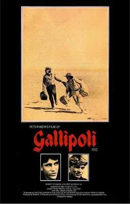 Gallipoli Movie Poster with two people carrying their things and walking