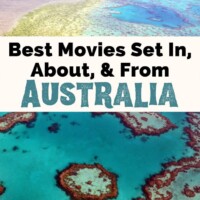 Movies About Australia and Australian Films with Great Barrier Reef from sky with blue, green, and turquoise water