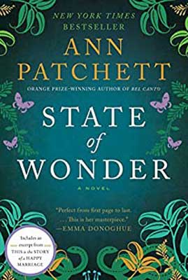 State of Wonder by Ann Patchett book cover with butterflies, flora, and fauna
