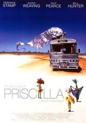 The Adventures Of Priscilla, Queen Of The Desert movie poster with gray bus driving through the dessert