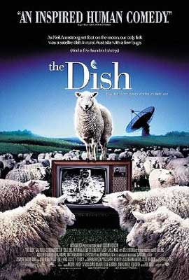 The Dish Movie poster with sheep everywhere and one standing on a tv