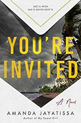 You're Invited by Amanda Jayatissa book cover with hotel in distance and gray sky