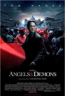 Angels & Demons Film Poster with Tom Hanks and cardinals in red robes with Vatican in background