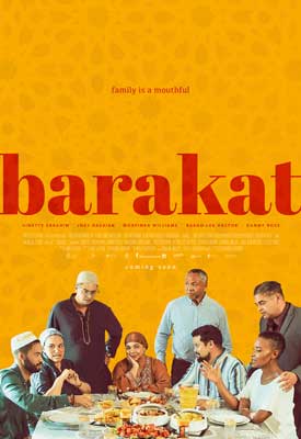 Barakat Movie Poster with image of group of people around a table with food