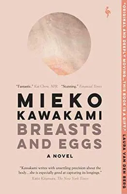 Breasts And Eggs by Mieko Kawakami book cover with pink circle at top