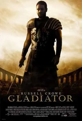 Gladiator Film Poster with picture of male gladiator in Rome's Colosseum