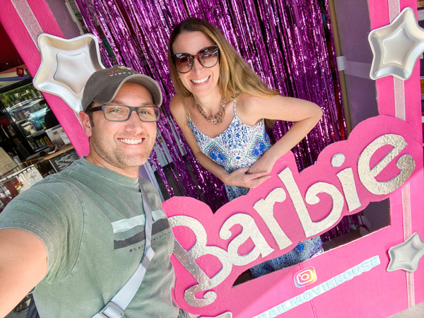 Christine and Tom in barbie cutout