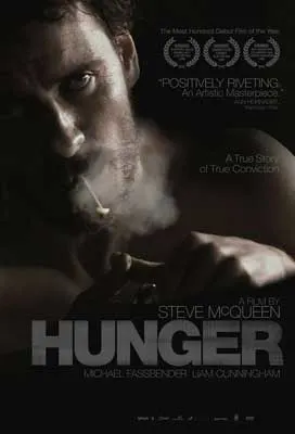 Hunger Film Poster with man in shadows smoking