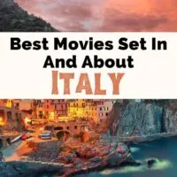 Italian Movies and Movies About Italy with photo of cliffs at sunset in Cinque Terre, Italy with buildings