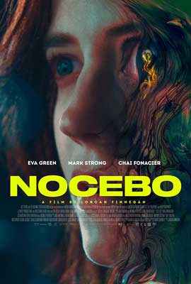 Nocebo Movie Poster with image of person's face close up