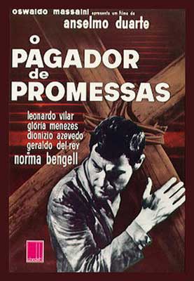 O Pagador de Promessas Movie Poster with black and white image of man holding cross