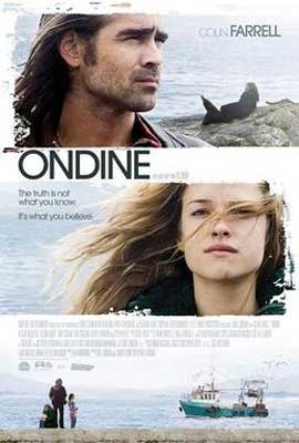 Ondine Irish Film Poster with white man and women with hair blowing in the wind