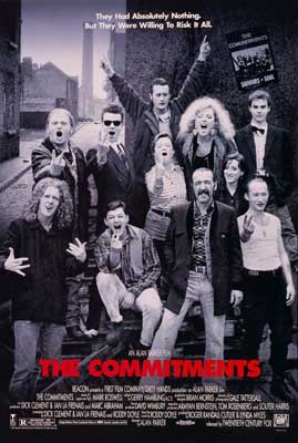 The Commitments Movie Poster with black and white image of large group of people