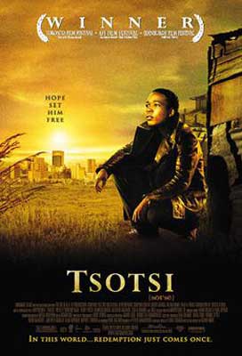 Tsotsi Film Poster with young person and glowing yellow city and landscape behind them
