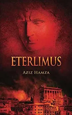 Eterlimus by Aziz Hamza book cover with red tint and ancient Roman building with columns and man's face