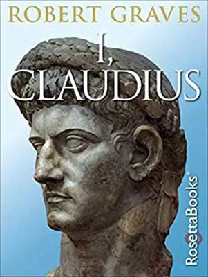 I, Claudius by Robert Graves book cover with statue of bust of man with curly hair and cap on his head