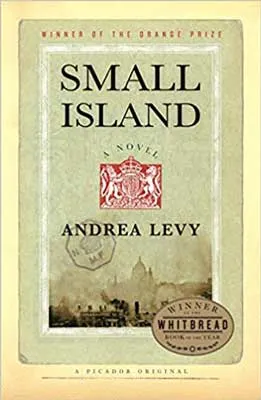 Small Island by Andrea Levy book cover with tan old image of city
