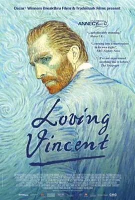 Loving Vincent Movie Poster with illustrated van gogh in impressionist style