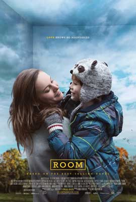 Room Film Poster with young white woman with red-brown hair holding a young boy wearing hat and jacket