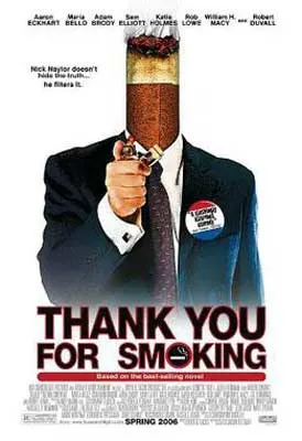 Thank you for smoking Film Poster with cigarette butt replacing person's head in suit and tie