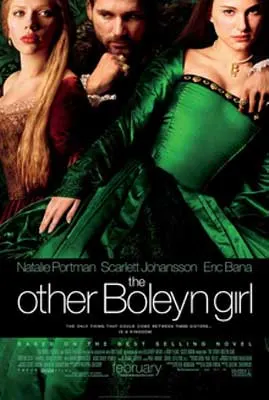 The Other Boleyn Girl Movie Poster with woman in fancy green dress leaning over and man and blonde woman to her left