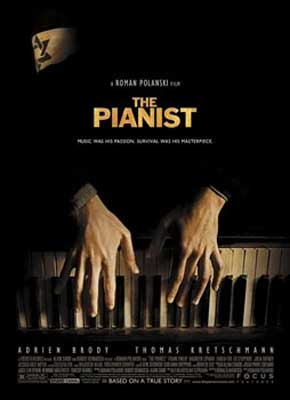 The Pianist movie poster with two hands on piano keys