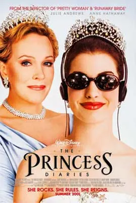 The Princess Diaries Film Poster with older and young white woman with young woman wearing red lipstick, sunglasses and headphones